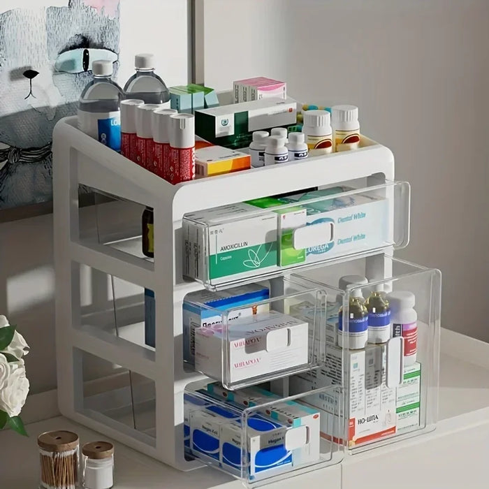 Drawer-style medicine organiser — large-capacity multi-purpose storage box