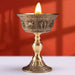 Copper Buddhist Candlestick with Bronze Finish — Dragon & Phoenix Inlay