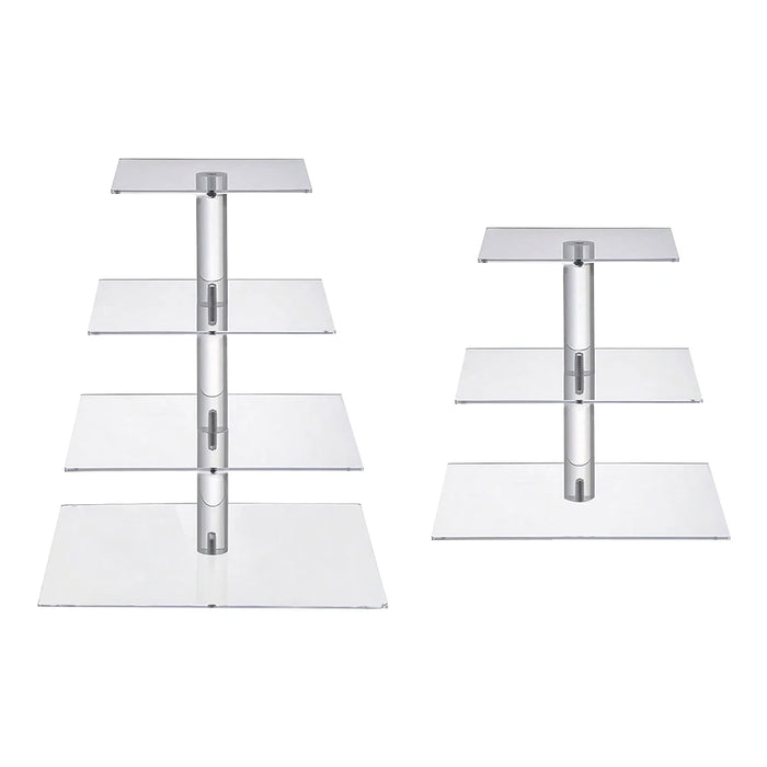 Acrylic 3/4-Tier Square Cake & Cupcake Stand with LED Lights