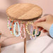 Wooden Jewellery Organiser Tower — 12 or 18 Golden Hooks, Round Base