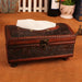 Royal-style Torched Wood Tissue Box Cover – Brown, Four-Leg Design