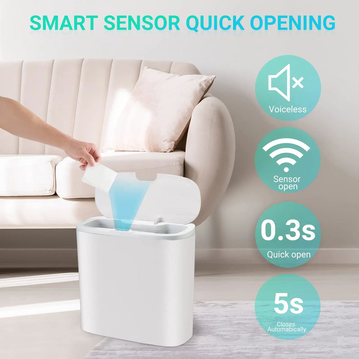 Automatic Touchless Bin with Lid — Motion Sensor, Waterproof Slim Design (13L)