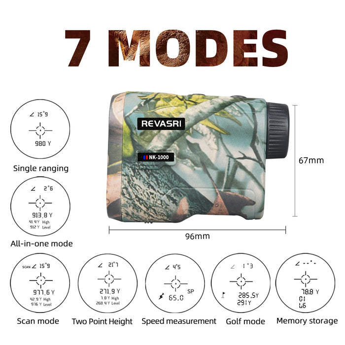 Laser Rangefinder 1000 m/yd Rechargeable 6x Monocular for Hunting & Golf