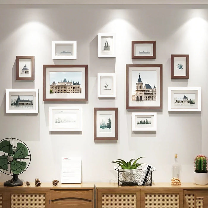 13-piece Wooden Picture Frame Set for Wall — Mixed Sizes for Photos