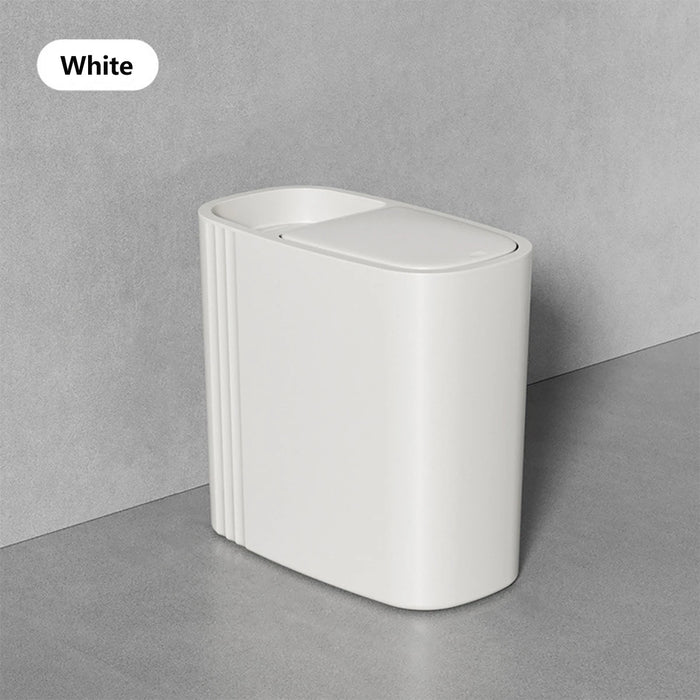 Large-capacity Oval Rubbish Bin with Press Lid — Odour-sealing PP Bin for Home