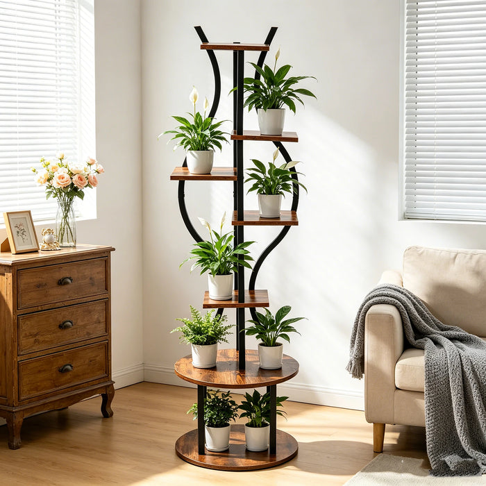 145cm Tall 7-Tier Corner Metal Plant Stand – Indoor & Outdoor Flower Rack