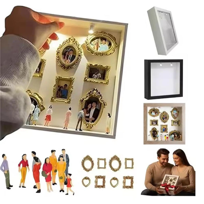 DIY Mini Museum Silhouette Box – Creative Memory Display Kit with Miniature Statues & Gold Frames
