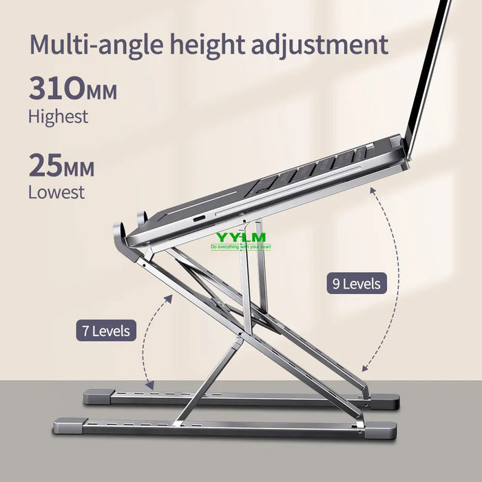 Adjustable Aluminium Laptop Stand — Foldable, Stable Cooling Holder for MacBook & Notebooks