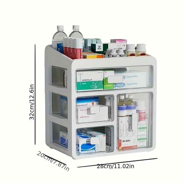 Drawer-style medicine organiser — large-capacity multi-purpose storage box
