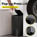 10L Slim Bathroom Bin with Press-Top Lid - Compact Plastic Wastebasket for Toilet, Bedroom & Living Room