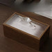 Black Walnut-Pattern Wooden Tissue Box with Paper Drawer — Brown