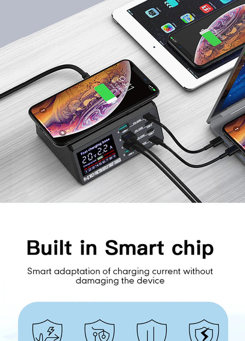 110W 8-Port USB Charging Station — 45W PD USB-C, QC3.0 & 15W Wireless (GaN)