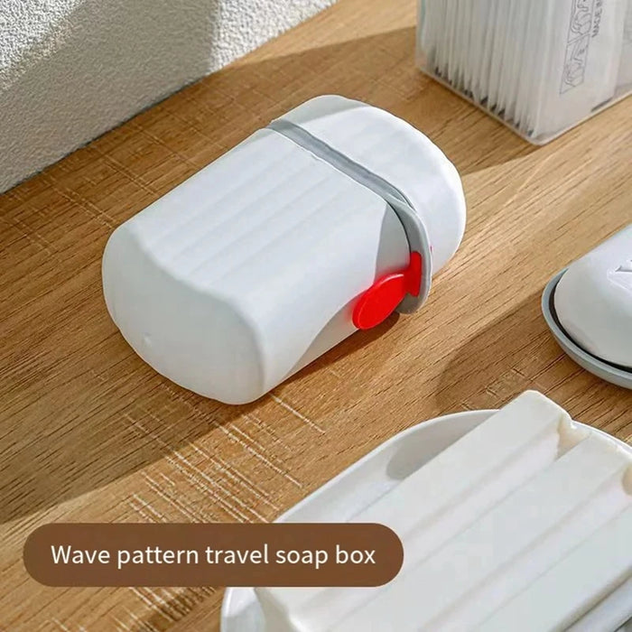 Portable Sealed Soap Box – Waterproof Travel Soap Dish with Draining Design, White 8×5×11cm