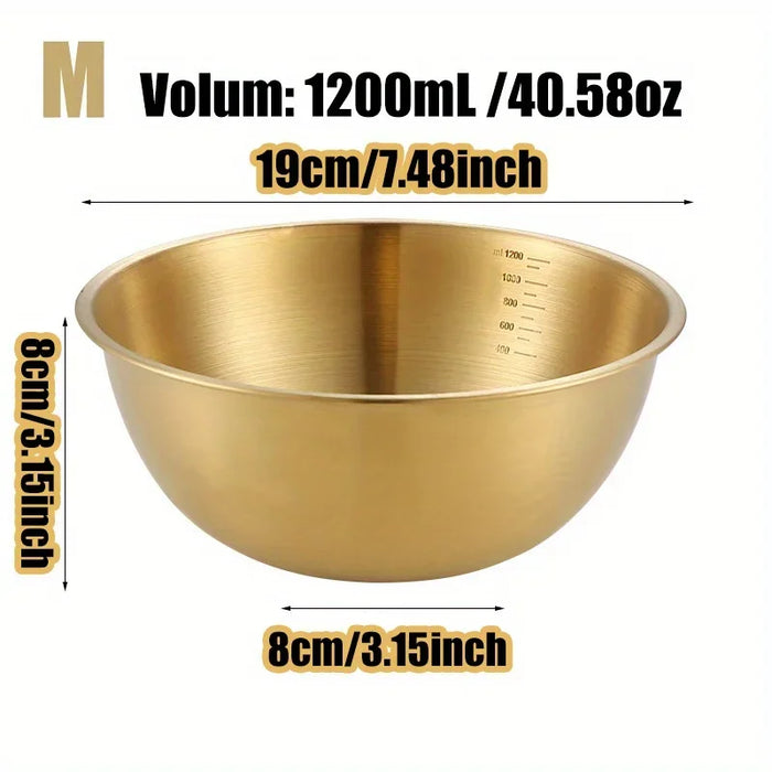 3pc Stainless Steel Mixing Bowls — Oven & Dishwasher Safe with Measurement Marks
