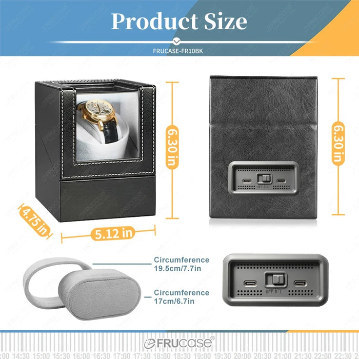 PU Watch Winder for Automatic Watches — 1 or 2 Watch Options, Two Rotation Modes