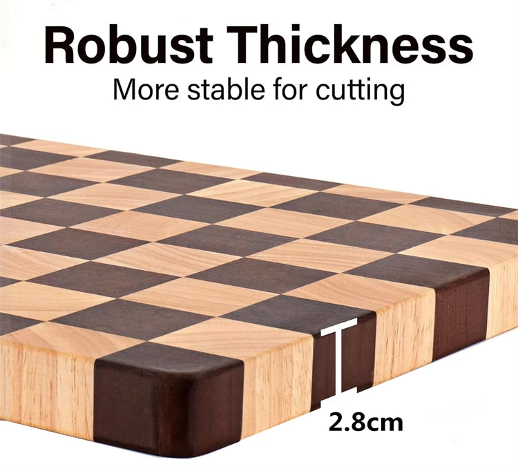 End-grain Rubber Wood Chopping & Serving Board (Flippable) — JT549