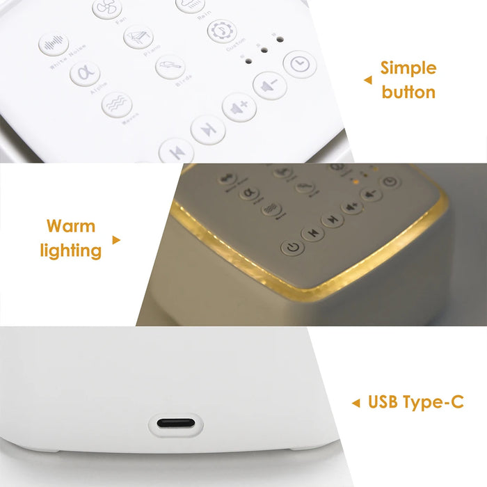 Rechargeable White Noise Machine – 30 Soothing Sounds & Warm Light