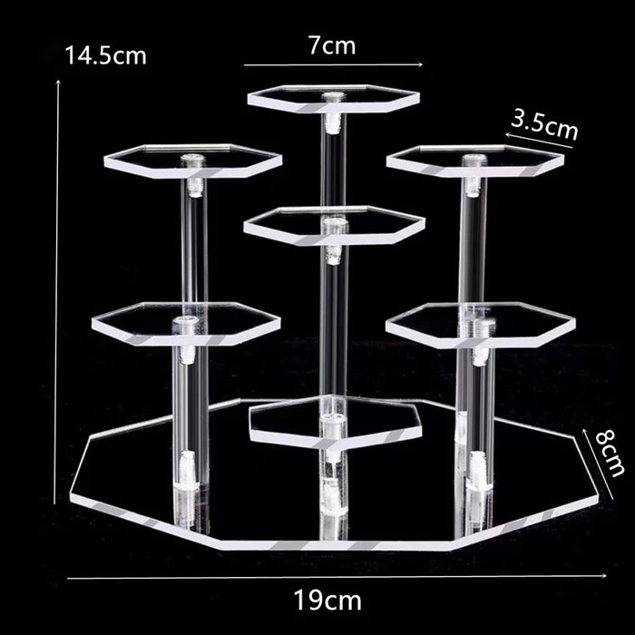 Hexagonal Acrylic Display Stand – Multi-Tier Storage for Jewellery, Cosmetics & Collectibles