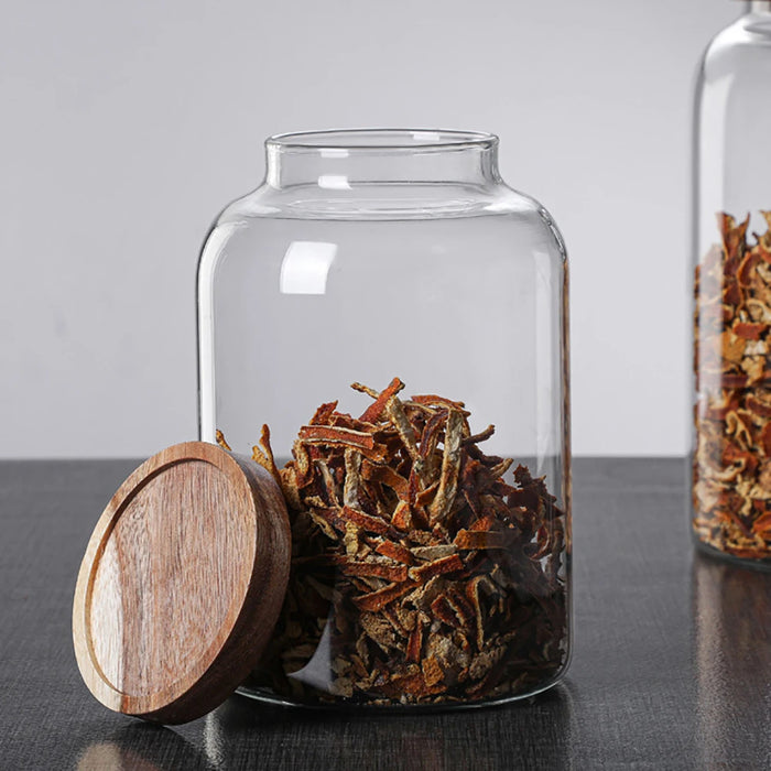 Glass Sealed Storage Jar with Wooden Lid — 1.2 L, 2 L or 2.8 L