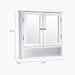 Double‑Door Wall‑Mounted Mirror Cabinet with Open Shelves, 56 x 13 x 58cm, White