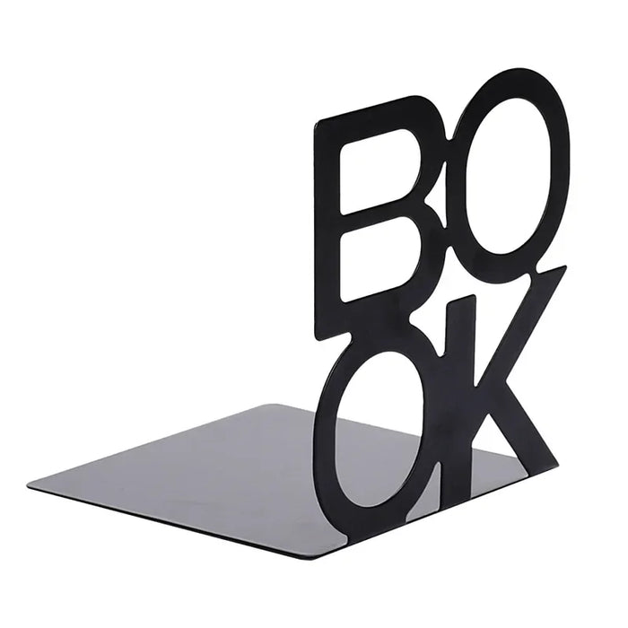 Metal L-Shaped Bookend — Non-Slip Book Support for Home, Office & Library (White/Black)