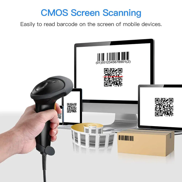 Eyoyo EY-H2 Handheld 2D USB Barcode Scanner — Wired QR, PDF417 & DataMatrix Reader for POS and Inventory