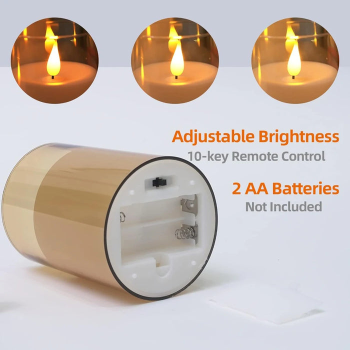 Set of 3 LED Flameless Candles with Remote Control — Flickering Décor Lights for Weddings & Parties