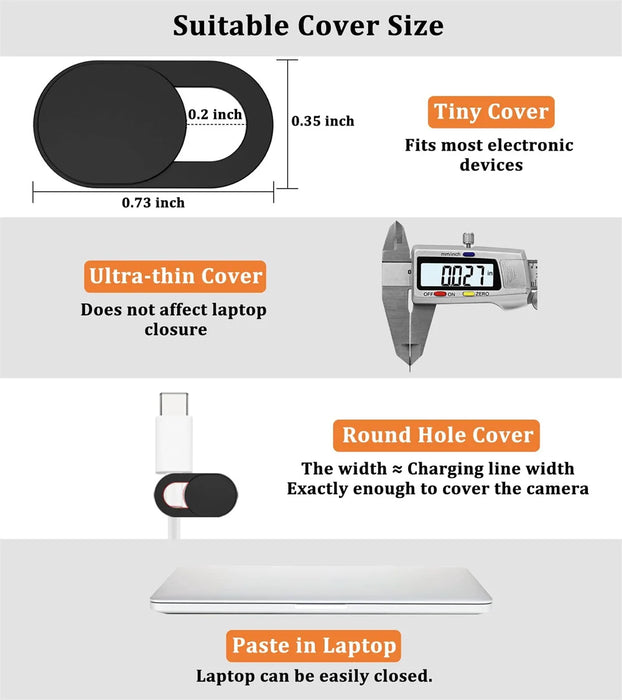 Webcam Cover Slider — Pack of 5 or 10 Privacy Shutters for Laptops, Tablets & Phones