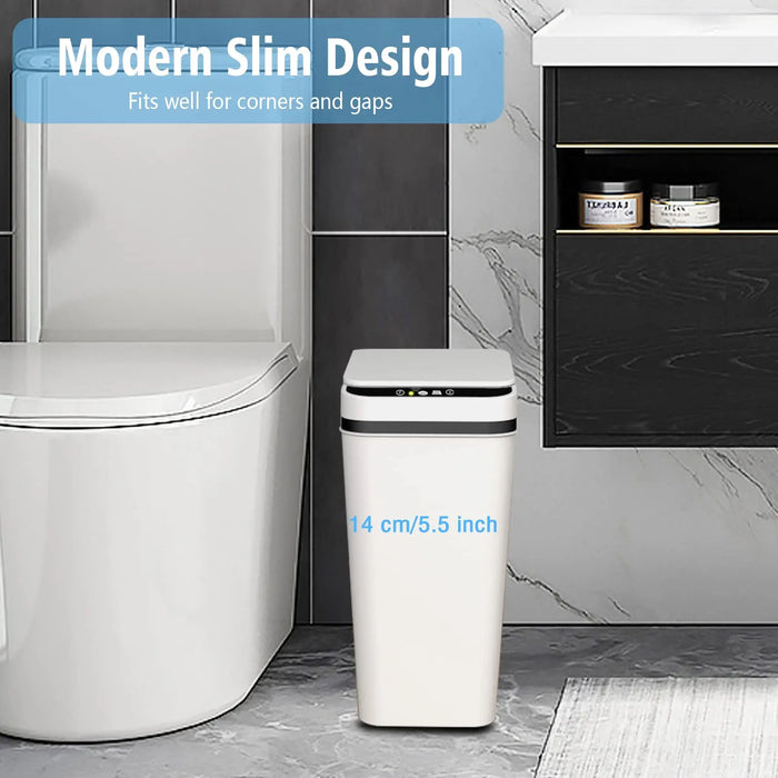 Slim Touchless Motion Sensor Bin with Lid — 12L (approx. 3.5 gal)