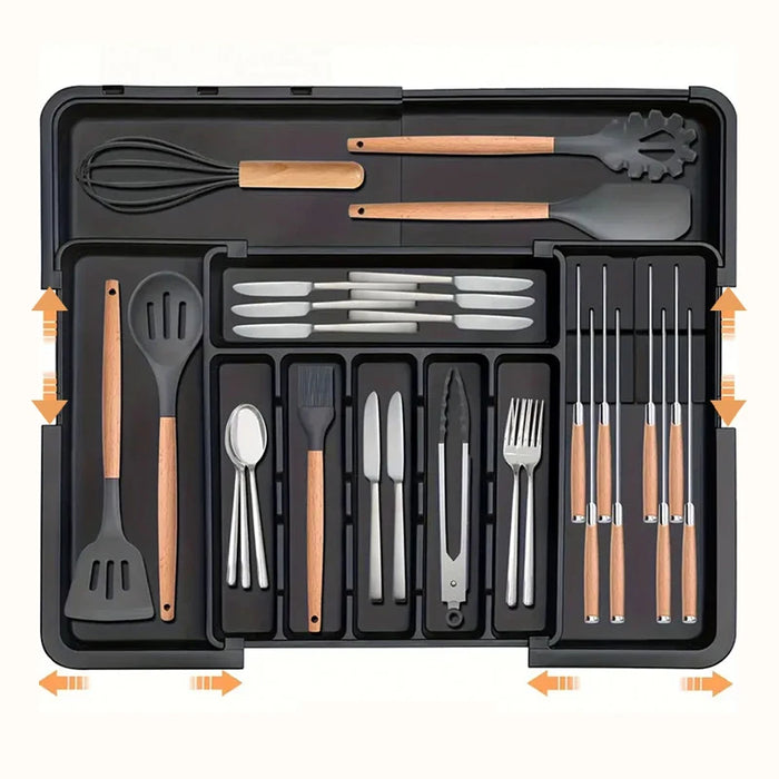 Large Expandable Cutlery Tray – BPA-Free Adjustable Drawer Organiser