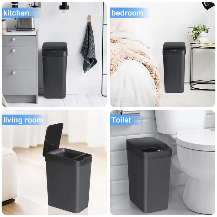 12L Touchless Sensor Bin — Slim Motion-Activated Lid for Bathroom, Kitchen & Office