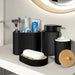 Black 4-Piece Bathroom Accessory Set – Foam Dispenser, Toothbrush Holder, Cotton Box & Soap Dish