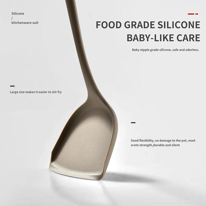15-Piece Khaki Food-Grade Silicone Kitchen Utensil Set