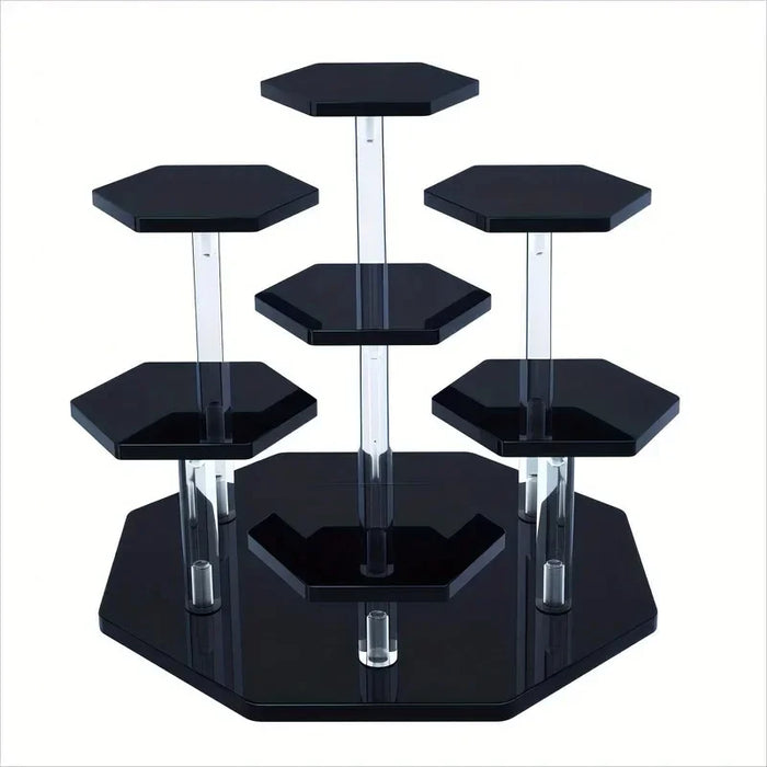 Hexagonal Acrylic Display Stand – Multi-Tier Storage for Jewellery, Cosmetics & Collectibles