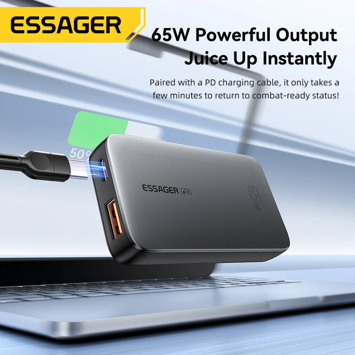 65W GaN USB‑C PD Fast Charger — USB‑A + USB‑C with QC 3.0, UK/EU/US plugs