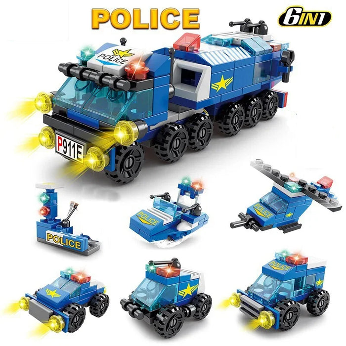 147-piece 6-in-1 City Police Building Block Set (monkey man) – Small bricks for ages 6-12