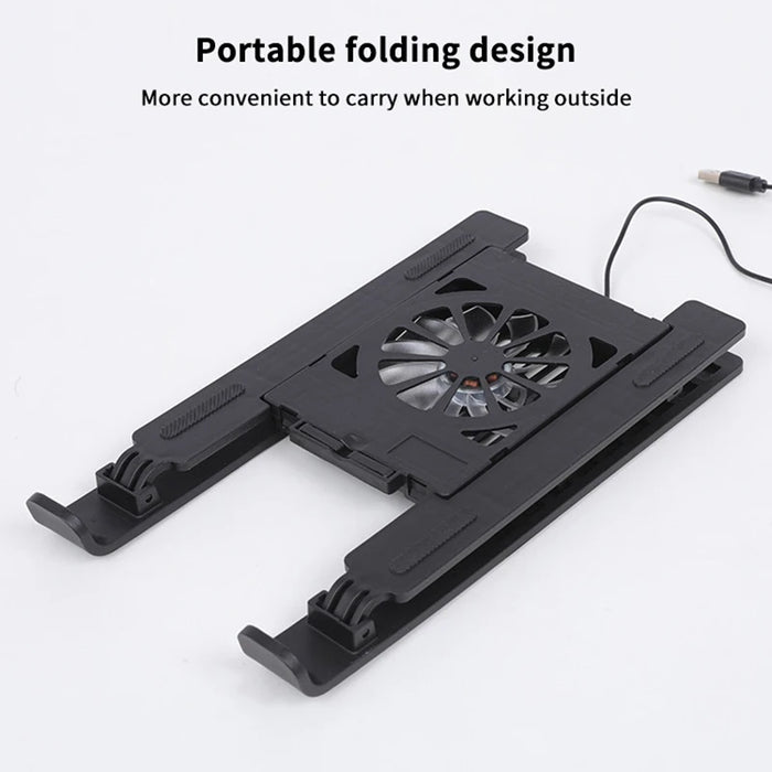 Foldable Laptop Cooling Stand with 1 Fan — Portable Elevated Notebook Riser