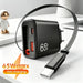 65W USB Wall Charger with Retractable USB‑C Cable — PD & QC3.0 Fast Charge