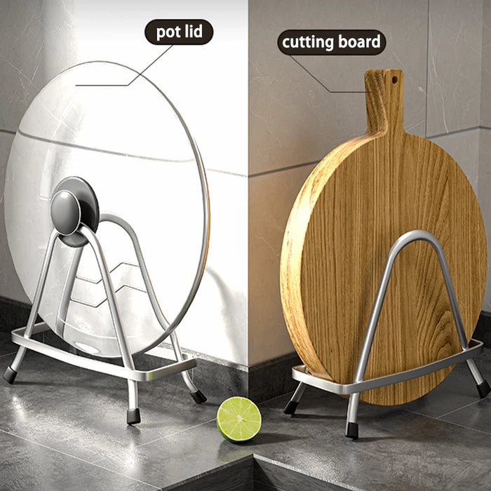 Stainless Steel Kitchen Rack — Lid, Cutting Board & Knife Organiser