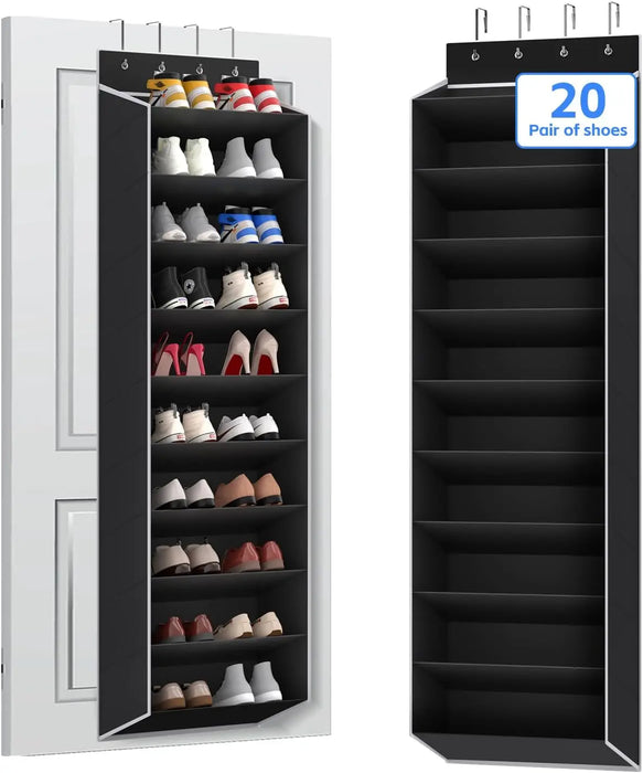 10-Tier Over-the-Door Shoe Organiser — Deep Pocket Hanging Rack (74in x 17in x 11in)