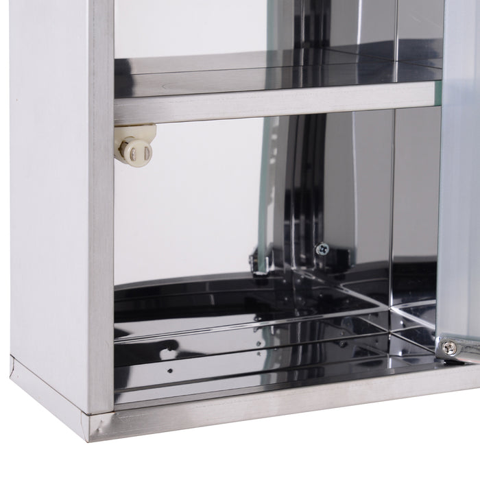 Lockable Wall‑Mounted Medicine Cabinet with Safety Glass Door, Silver, 48cm