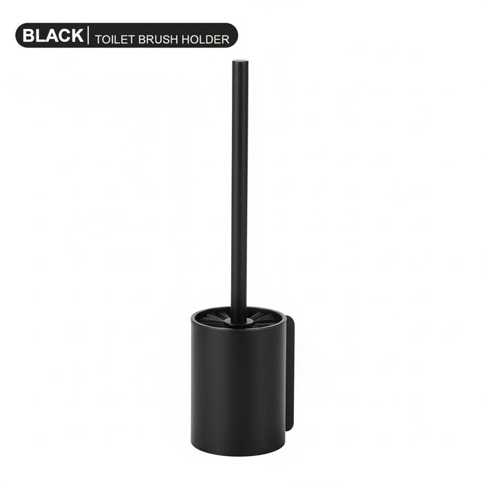 Long‑Handle Aluminium Toilet Brush with Wall‑Mounted Holder — White, Grey or Black