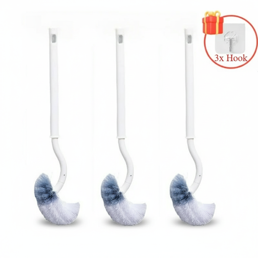 S‑Shaped Wall‑Mounted Toilet Brush, Long Handle, Soft PP Bristles, 39×11cm