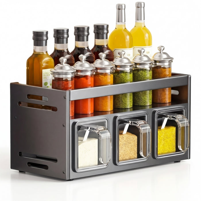 No-drill Wall-mounted Metal Spice Rack — Rust-resistant Kitchen Organizer