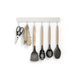 No-Punch Wall-Mounted Kitchen Rack with Movable Hook Spoon Holder — White Aluminium