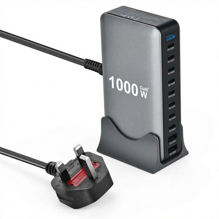 1000W GaN 10‑Port PD3.1 Fast Charging Station — Up to 140W USB‑C (for iPhone, Samsung, Xiaomi, Huawei)