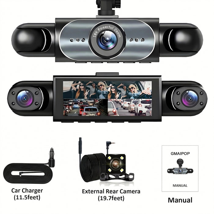 4‑Channel Dash Cam with 170° Front Lens, Night Vision & 24/7 Parking Monitor