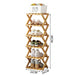 Bamboo Foldable Shoe Rack — Narrow Freestanding Shelf, 4/5/6-Tier for Hallway & Bedroom