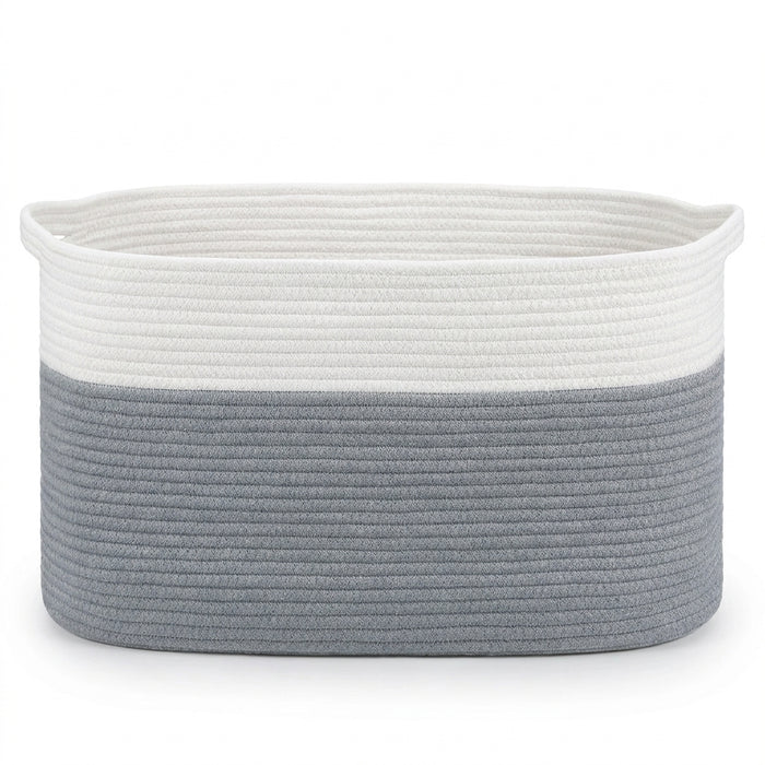 Large Cotton Rope Storage Basket – Foldable Laundry & Blanket Bin (55×38×30cm)