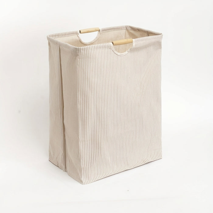 Large Dual-Handle Laundry Hamper — Tall Freestanding Waterproof Cotton Basket (Khaki)